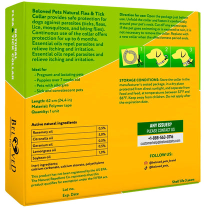 Natural Flea & Tick Collar for Dogs 6 Months Control of Best Prevention & Safe Treatment anti Fleas and Ticks Essential Oil Repellent (1 Count (Pack of 1))