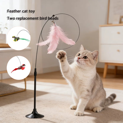 Interactive Cat Teaser Wand with Feathers & Bell - Durable Kitten Toy for Indoor Play, Exercise, Hunting Fun & Cat Entertainment