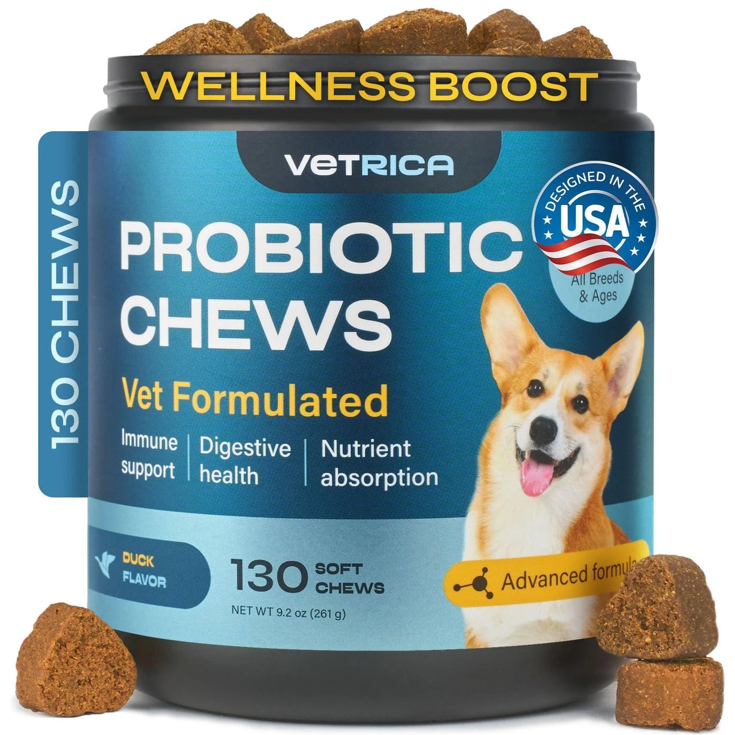 Probiotics for Dogs Dog Probiotic Chews for Digestive and Gut Health Dental Immune System Support Chewable Prebiotic Soft Treats Diarrhea and Bowel Support Supplement Wild Yam Yeast Powder