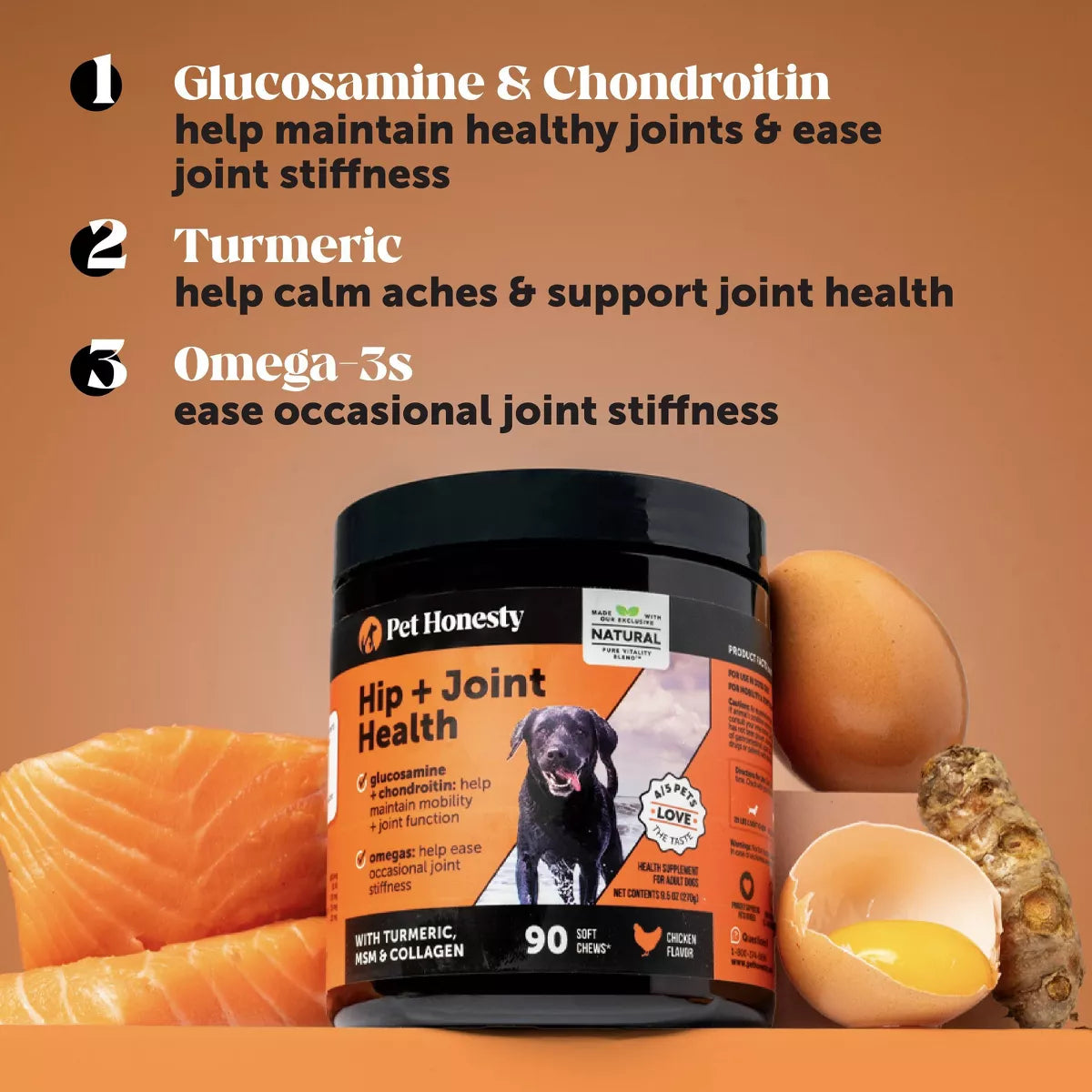 Pet Honesty Hip & Joint Health Chicken Flavor Supplement for Dog - 60Ct