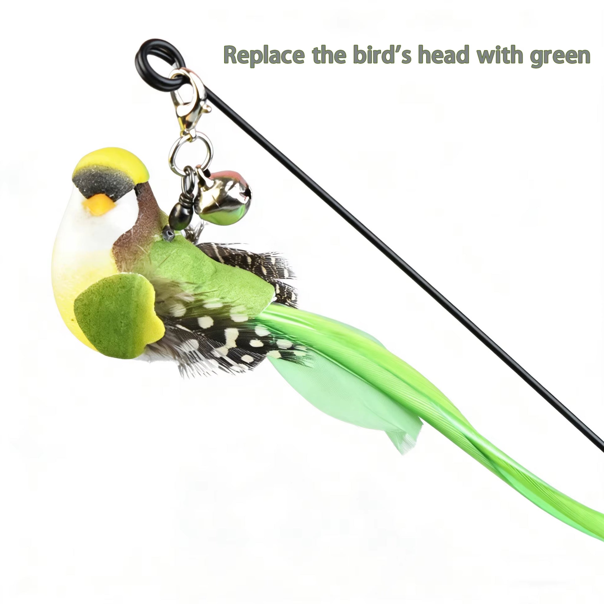 Interactive Cat Teaser Wand with Feathers & Bell - Durable Kitten Toy for Indoor Play, Exercise, Hunting Fun & Cat Entertainment