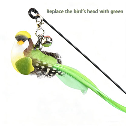 Interactive Cat Teaser Wand with Feathers & Bell - Durable Kitten Toy for Indoor Play, Exercise, Hunting Fun & Cat Entertainment