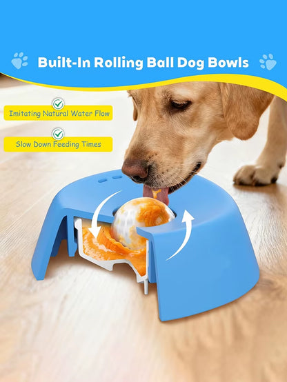 Slow Feeder Dog Cat Bowl, Liquid Lick Mat with Non-Slip Silicone Base, Treat Dispensing Puzzle Toy for Fast Eating Pets