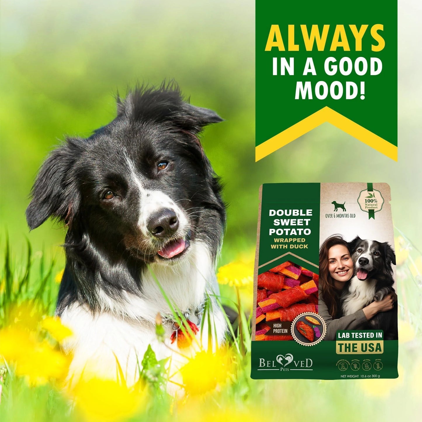 Sweet Potato Dog Treats & Healthy Duck Chews 10.6 Oz Puppy Snacks & Soft Bones for Large Medium Small Breeds Natural Dog Food & Grain Free Rawhide Free Training Jerky Wraps