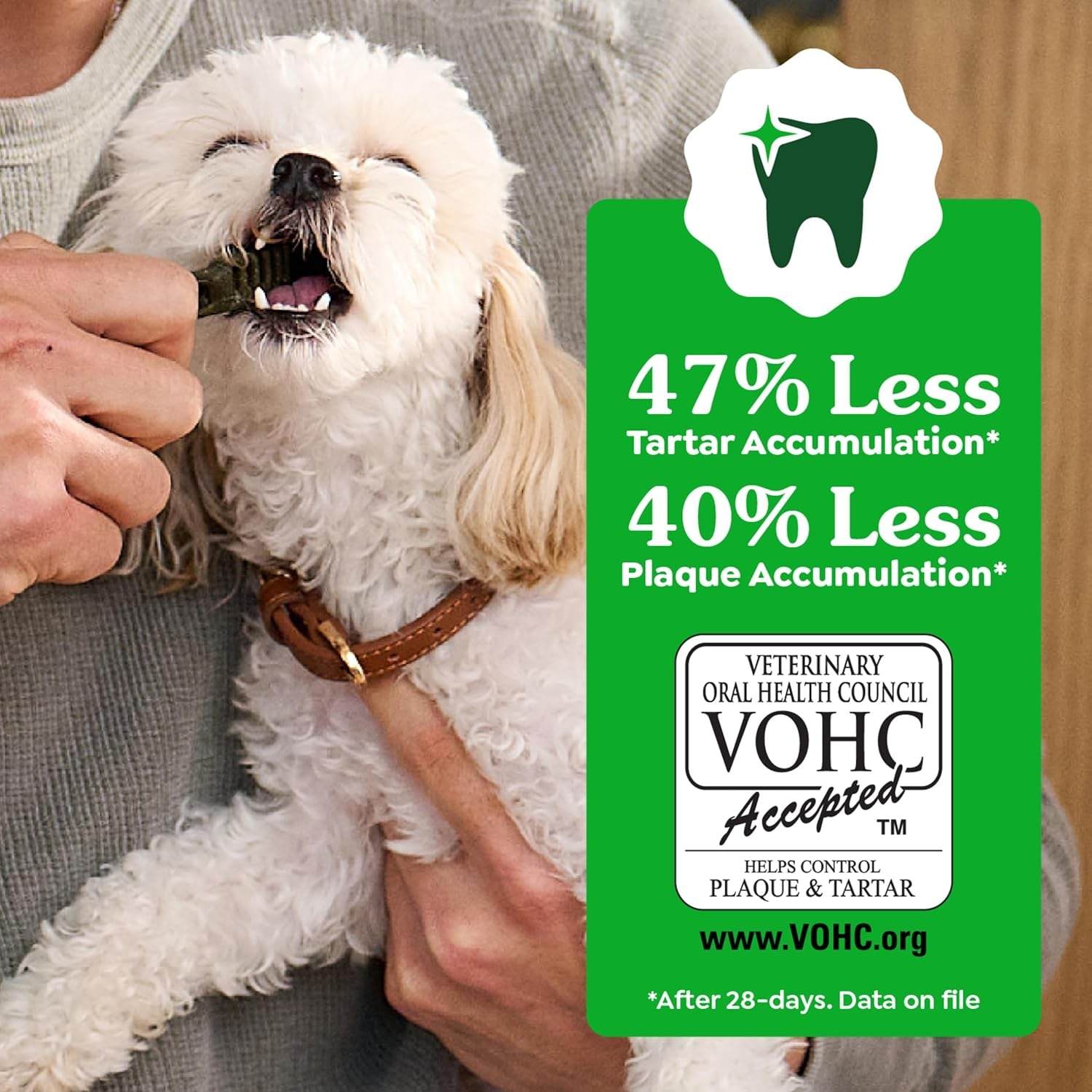 Veterinarian-Recommended Adult Natural Dental Dog Treats Large Size, Dog Dental Chews, Original Flavor, 54 Oz. Pack, 34 Count