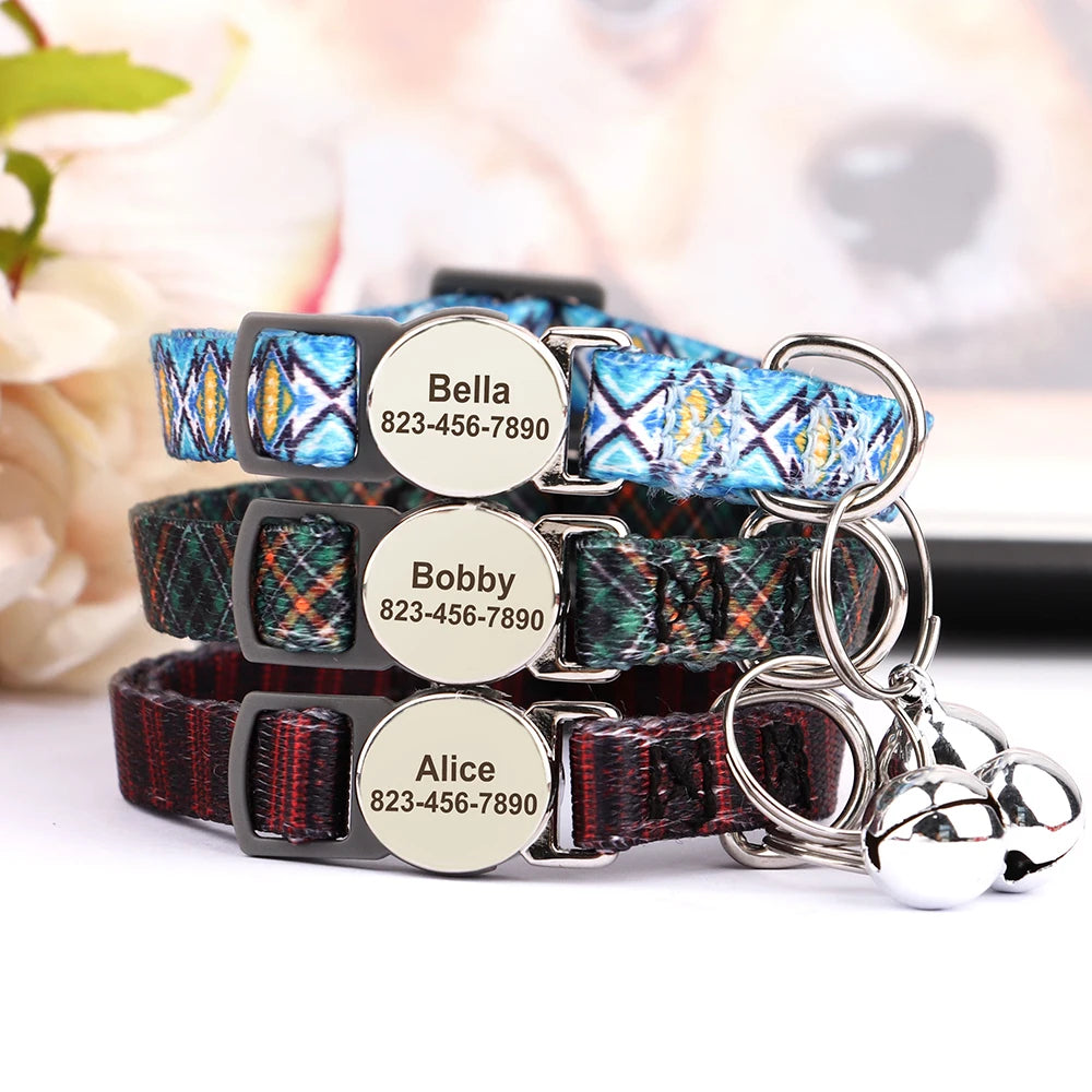 Personalized Cat Collar with ID Plate