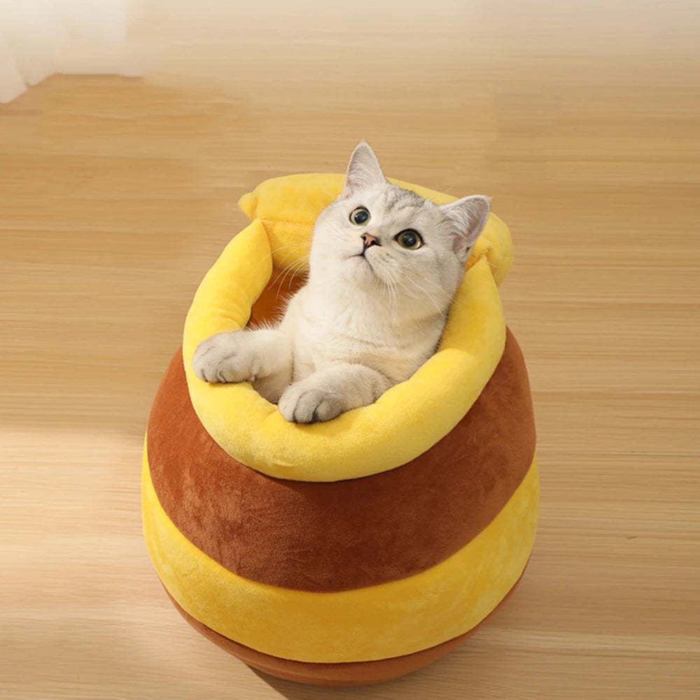 Removable Plush Cat Bed
