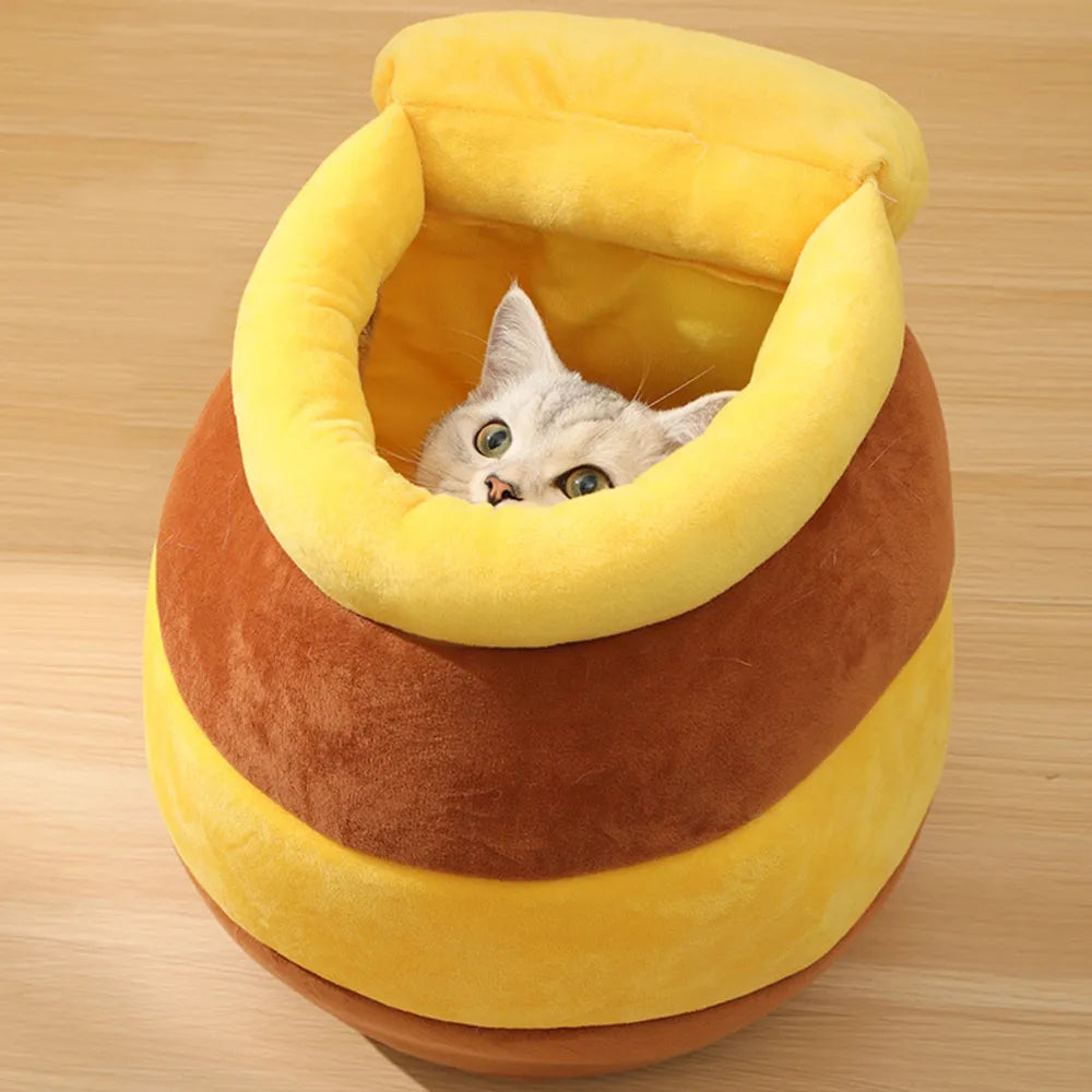 Removable Plush Cat Bed