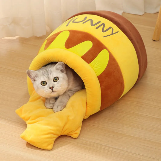 Removable Plush Cat Bed