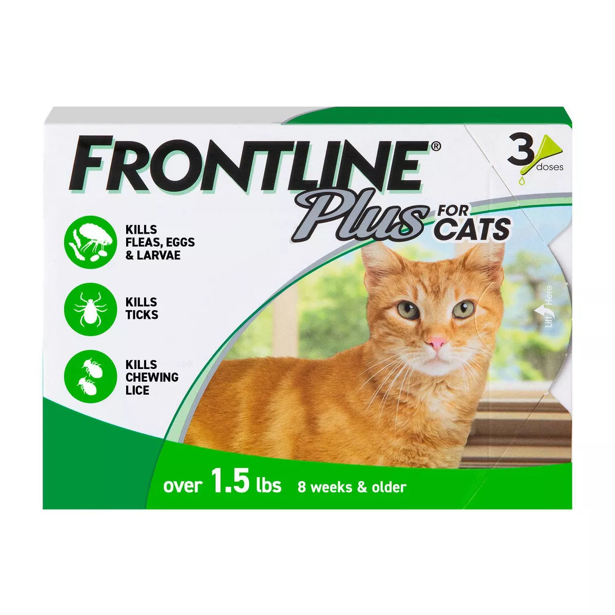 Frontline plus Flea and Tick Treatment for Cats and Kittens - 8 Weeks and Older - 3 Doses
