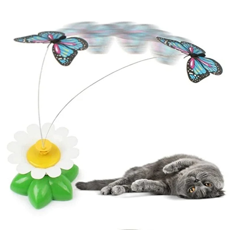 Interactive Rotating Butterfly Cat Toy Battery Operated Moving Cat Teaser Toy