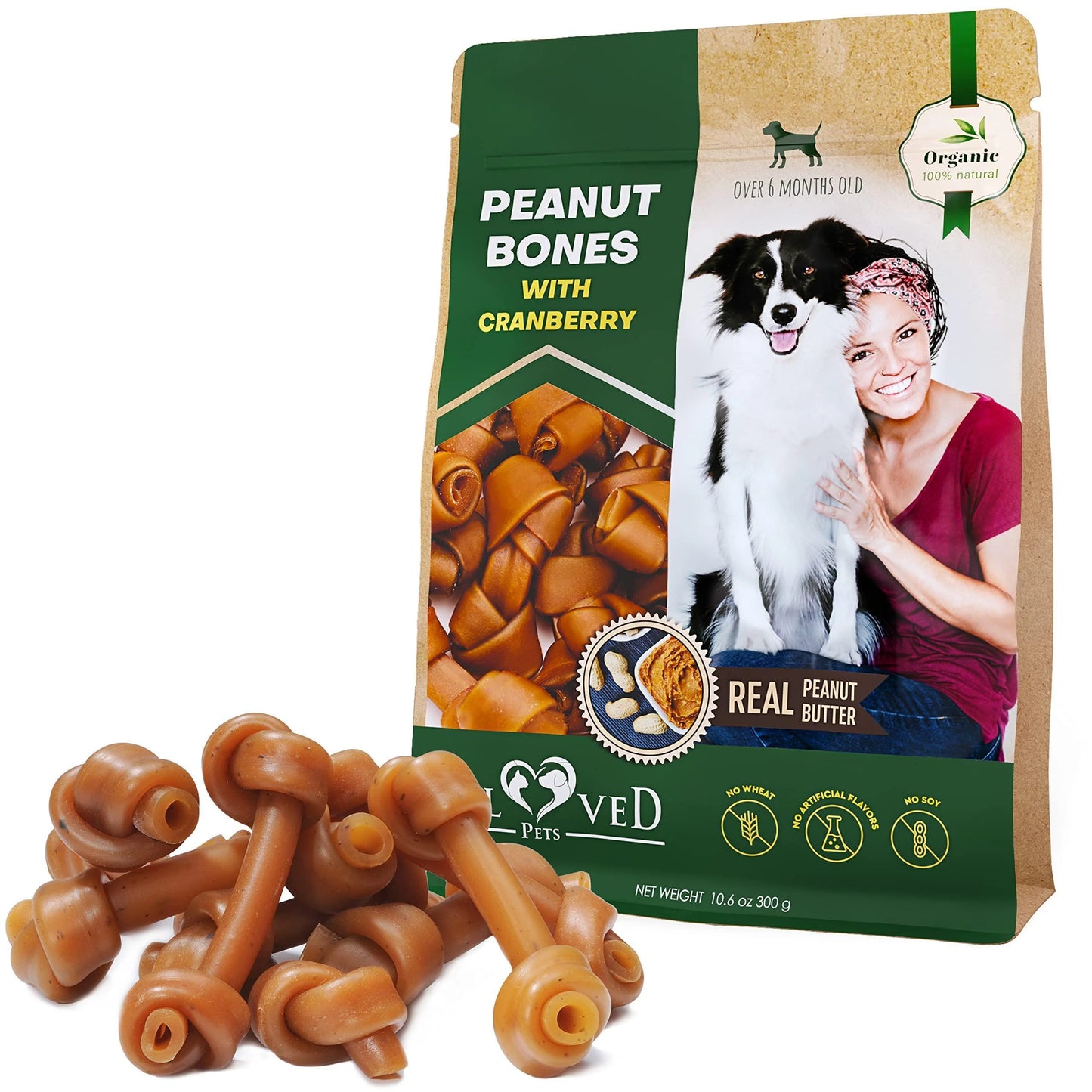 Peanut Butter & Cranberry Dog Chew Treats (Rawhide-Free)