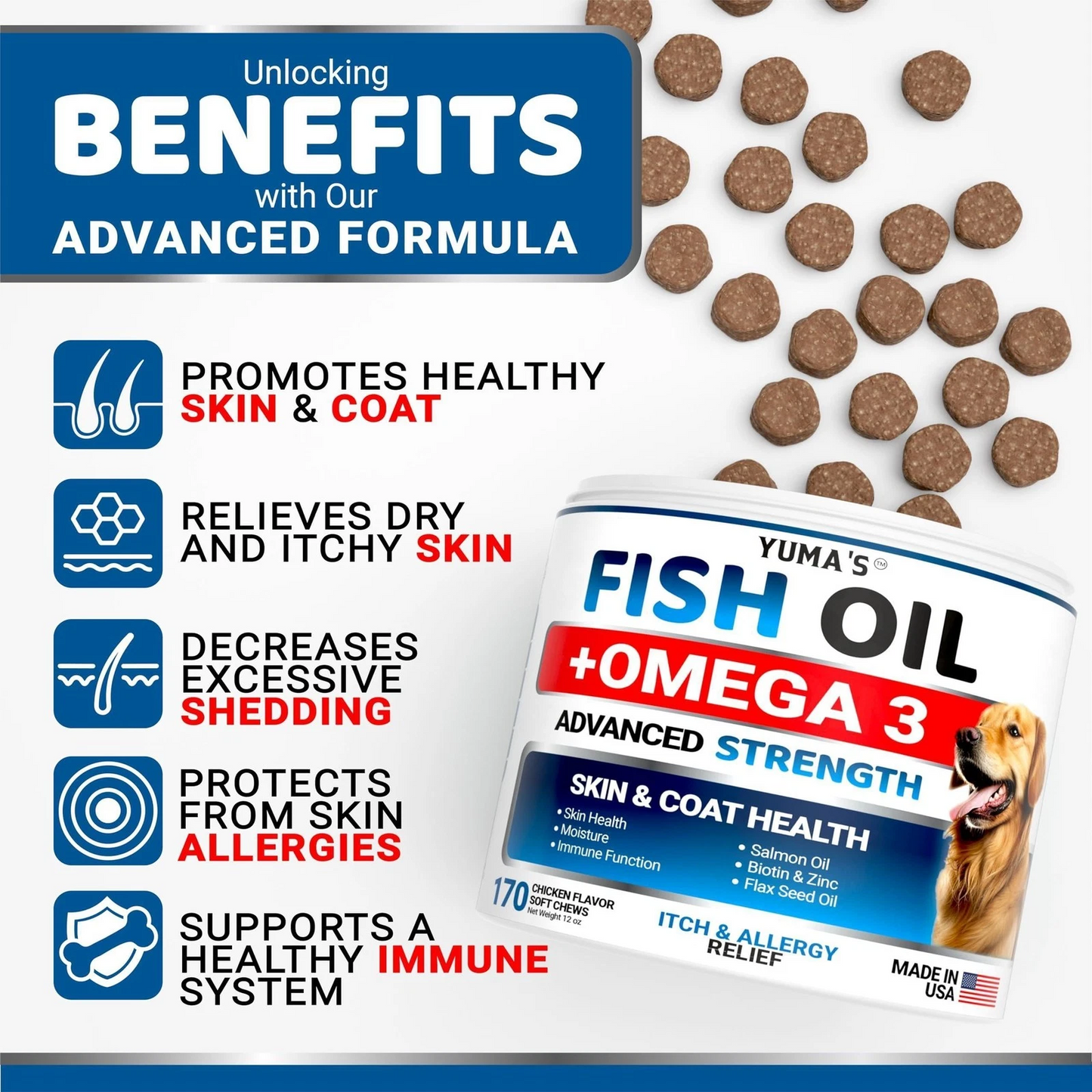 Omega 3 Fish Oil Chews for Dogs – Skin & Coat Support