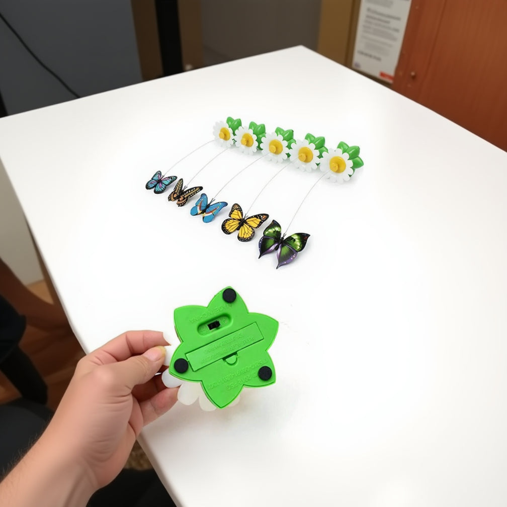 Interactive Rotating Butterfly Cat Toy Battery Operated Moving Cat Teaser Toy