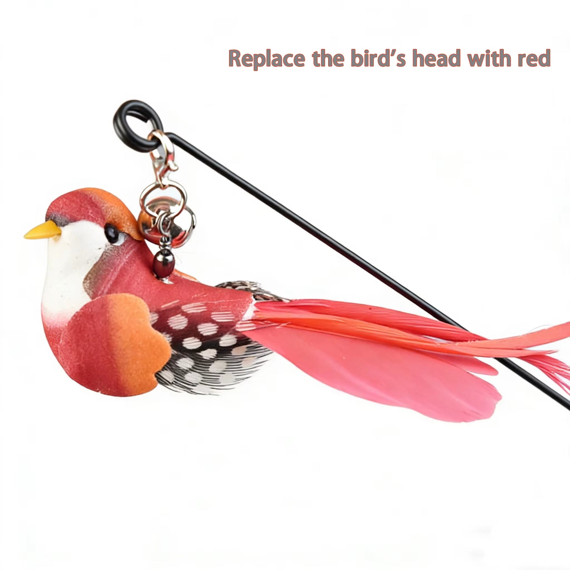 Interactive Cat Teaser Wand with Feathers & Bell - Durable Kitten Toy for Indoor Play, Exercise, Hunting Fun & Cat Entertainment