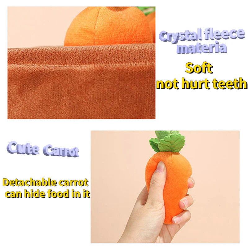 Dog Cat Toy Carrot Plush Pet Vegetable Chew Toy Sniff Pets Hide Food Toy to Improve Eating Habits Durable Chew Dog Accessorie